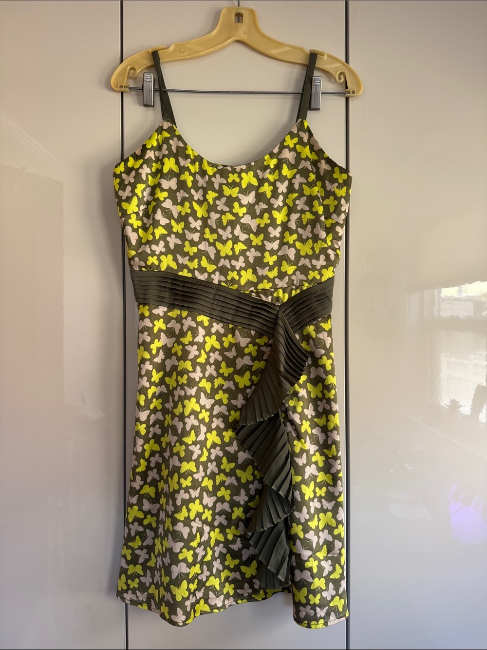 Tinley Road Olive Green & Lime Butterfly Print Mini Dress